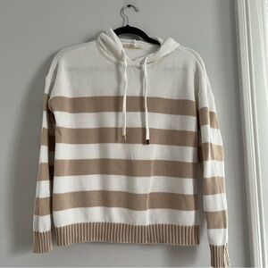 Cozy Striped White and Tan Women's Sweater